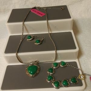 Turquoise Enamel Heart-Shaped Necklace , Bracelet